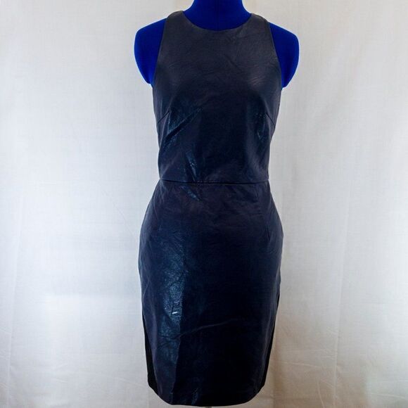 ABS Allen Schwartz Vegan Leather Dress w/ Back Cut - Picture 2 of 12
